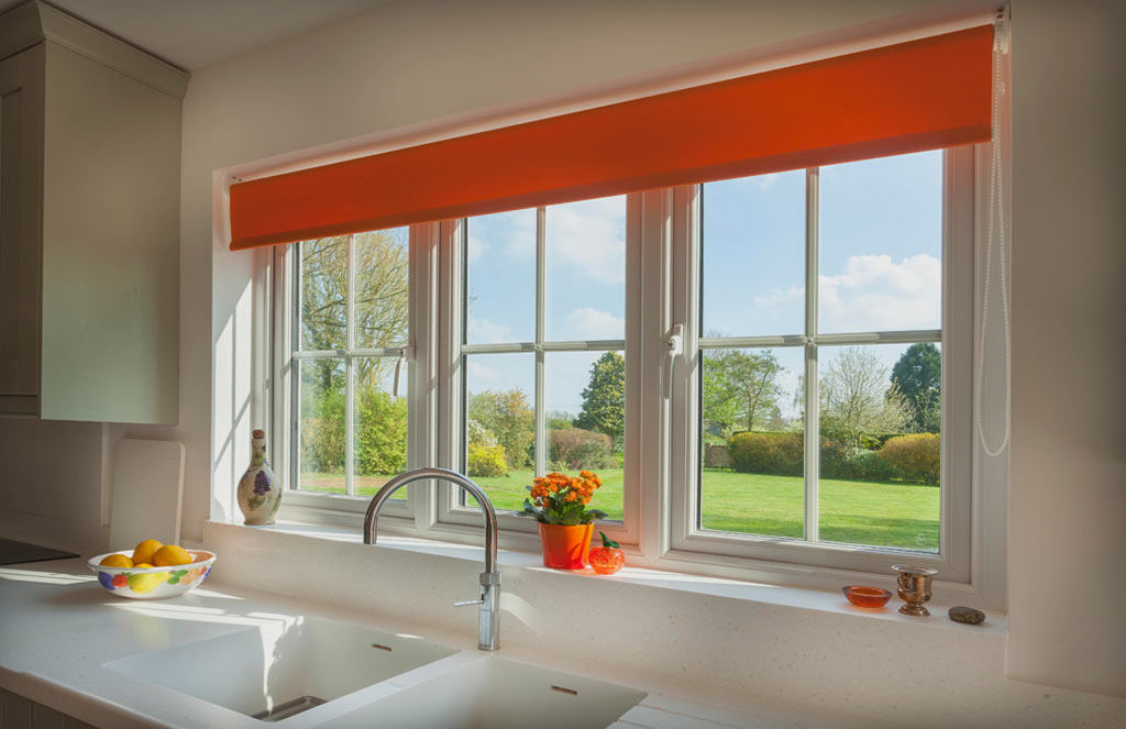 Kitchen casement windows looking out onto the garden